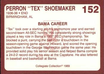 1989 Collegiate Collection Coke Alabama Crimson Tide (580) #152 Perron Shoemaker Back