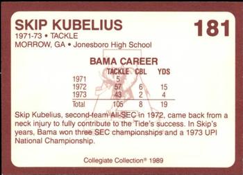 1989 Collegiate Collection Coke Alabama Crimson Tide (580) #181 Skip Kubelius Back