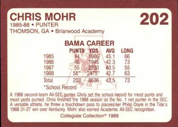 1989 Collegiate Collection Coke Alabama Crimson Tide (580) #202 Chris Mohr Back