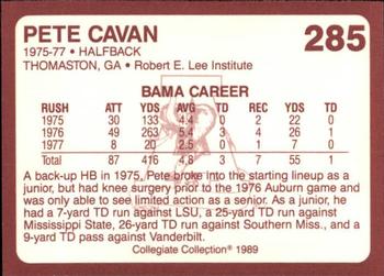 1989 Collegiate Collection Coke Alabama Crimson Tide (580) #285 Pete Cavan Back