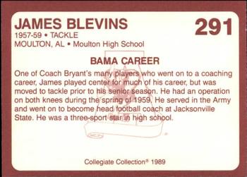 1989 Collegiate Collection Coke Alabama Crimson Tide (580) #291 James Blevins Back