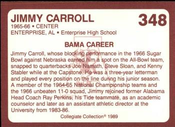 1989 Collegiate Collection Coke Alabama Crimson Tide (580) #348 Jimmy Carroll Back