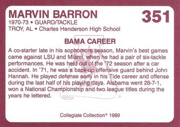 1989 Collegiate Collection Coke Alabama Crimson Tide (580) #351 Marvin Barron Back