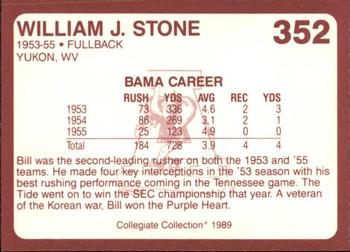 1989 Collegiate Collection Coke Alabama Crimson Tide (580) #352 William J. Stone Back