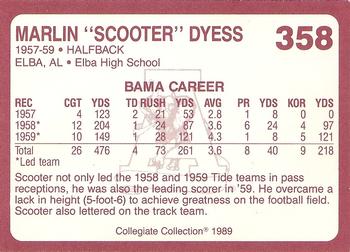 1989 Collegiate Collection Coke Alabama Crimson Tide (580) #358 Marlin Dyess Back