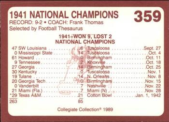 1989 Collegiate Collection Coke Alabama Crimson Tide (580) #359 1941 National Champions Back