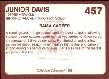 1989 Collegiate Collection Coke Alabama Crimson Tide (580) #457 Junior Davis Back