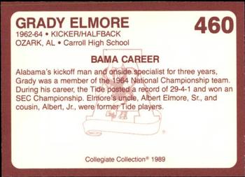 1989 Collegiate Collection Coke Alabama Crimson Tide (580) #460 Grady Elmore Back