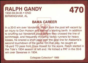 1989 Collegiate Collection Coke Alabama Crimson Tide (580) #470 Ralph Gandy Back