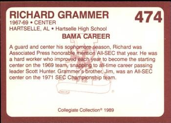 1989 Collegiate Collection Coke Alabama Crimson Tide (580) #474 Richard Grammer Back
