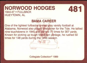 1989 Collegiate Collection Coke Alabama Crimson Tide (580) #481 Norwood Hodges Back