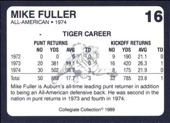 1989 Collegiate Collection Coke Auburn Tigers (580) #16 Mike Fuller Back