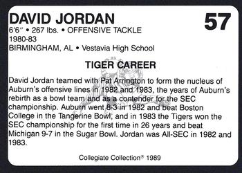 1989 Collegiate Collection Coke Auburn Tigers (580) #57 David Jordan Back