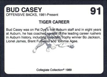 1989 Collegiate Collection Coke Auburn Tigers (580) #91 Bud Casey Back