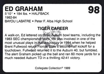 1989 Collegiate Collection Coke Auburn Tigers (580) #98 Ed Graham Back