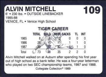 1989 Collegiate Collection Coke Auburn Tigers (580) #109 Alvin Mitchell Back