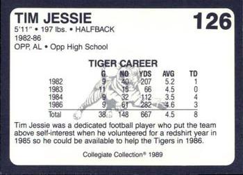 1989 Collegiate Collection Coke Auburn Tigers (580) #126 Tim Jessie Back