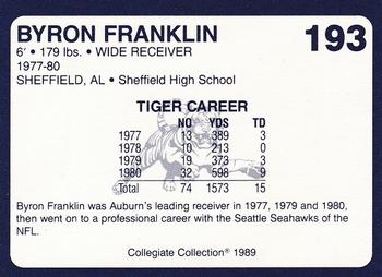 1989 Collegiate Collection Coke Auburn Tigers (580) #193 Byron Franklin Back