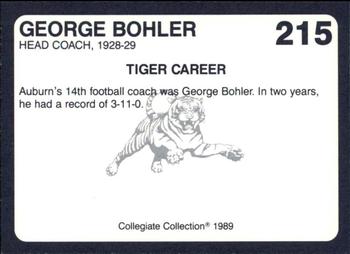 1989 Collegiate Collection Coke Auburn Tigers (580) #215 George Bohler Back
