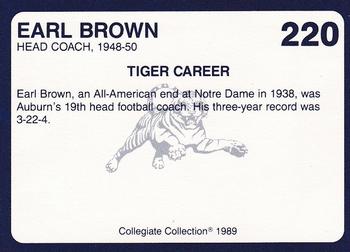 1989 Collegiate Collection Coke Auburn Tigers (580) #220 Earl Brown Back