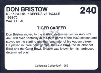 1989 Collegiate Collection Coke Auburn Tigers (580) #240 Don Bristow Back