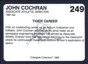 1989 Collegiate Collection Coke Auburn Tigers (580) #249 John Cochran Back