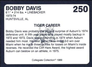 1989 Collegiate Collection Coke Auburn Tigers (580) #250 Bobby Davis Back