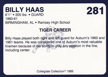 1989 Collegiate Collection Coke Auburn Tigers (580) #281 Billy Haas Back