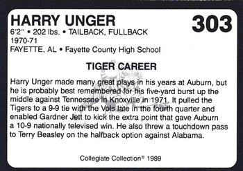 1989 Collegiate Collection Coke Auburn Tigers (580) #303 Harry Unger Back
