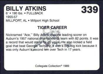1989 Collegiate Collection Coke Auburn Tigers (580) #339 Billy Atkins Back