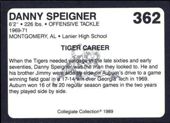 1989 Collegiate Collection Coke Auburn Tigers (580) #362 Danny Speigner Back