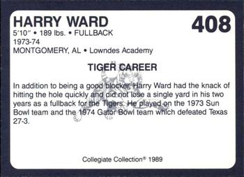 1989 Collegiate Collection Coke Auburn Tigers (580) #408 Harry Ward Back