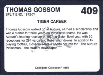 1989 Collegiate Collection Coke Auburn Tigers (580) #409 Thomas Gossom Back