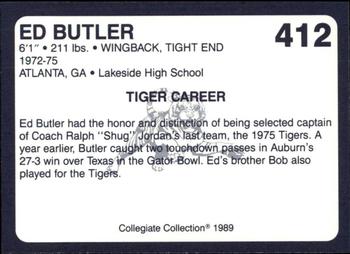 1989 Collegiate Collection Coke Auburn Tigers (580) #412 Ed Butler Back