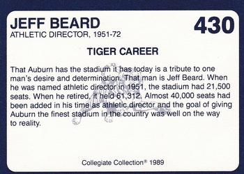 1989 Collegiate Collection Coke Auburn Tigers (580) #430 Jeff Beard Back