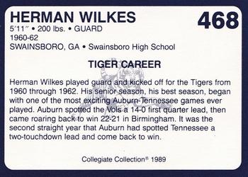 1989 Collegiate Collection Coke Auburn Tigers (580) #468 Herman Wilkes Back