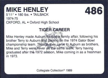 1989 Collegiate Collection Coke Auburn Tigers (580) #486 Mike Henley Back