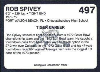 1989 Collegiate Collection Coke Auburn Tigers (580) #497 Rob Spivey Back