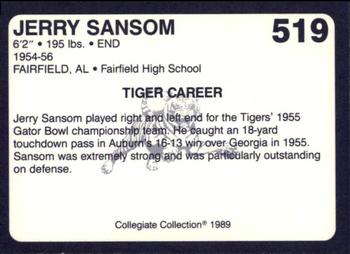 1989 Collegiate Collection Coke Auburn Tigers (580) #519 Jerry Sansom Back