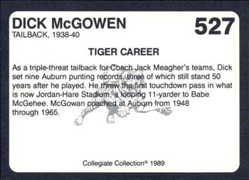 1989 Collegiate Collection Coke Auburn Tigers (580) #527 Dick McGowen Back
