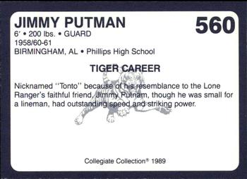 1989 Collegiate Collection Coke Auburn Tigers (580) #560 Jimmy Putman Back