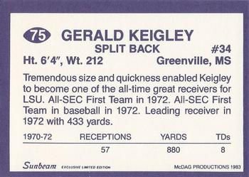 1983 Sunbeam Bread LSU Tigers #75 Gerald Keigley Back