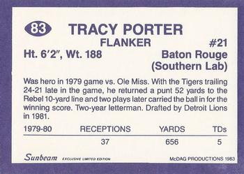 1983 Sunbeam Bread LSU Tigers #83 Tracy Porter Back