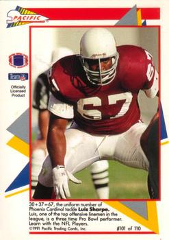 1991 Pacific Flash Cards #101 Luis Sharpe Back