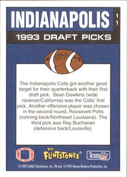 1993 Cardz The Flintstones NFL #11 Indianapolis - Draft Picks Back