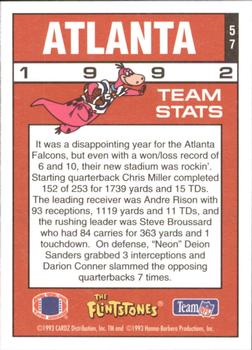1993 Cardz The Flintstones NFL #57 Atlanta - Team Stats Back