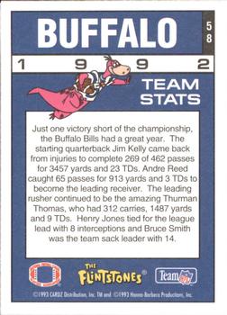 1993 Cardz The Flintstones NFL #58 Buffalo - Team Stats Back