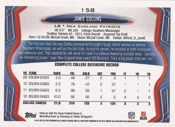 2013 Topps #158 Jamie Collins Back