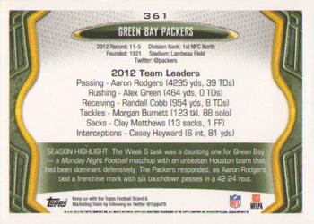2013 Topps #361 Green Bay Packers Back