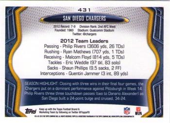 2013 Topps #431 San Diego Chargers Back